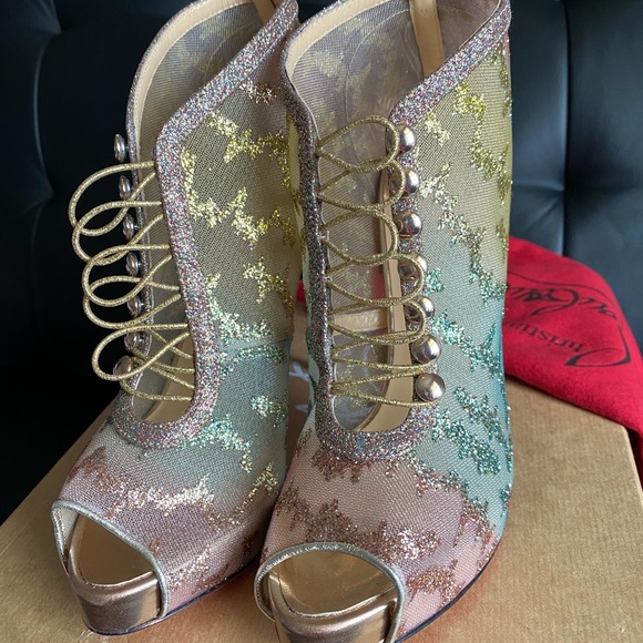 Christian Louboutin Top Top 120 Glitter Booties - Picture 6 of 11